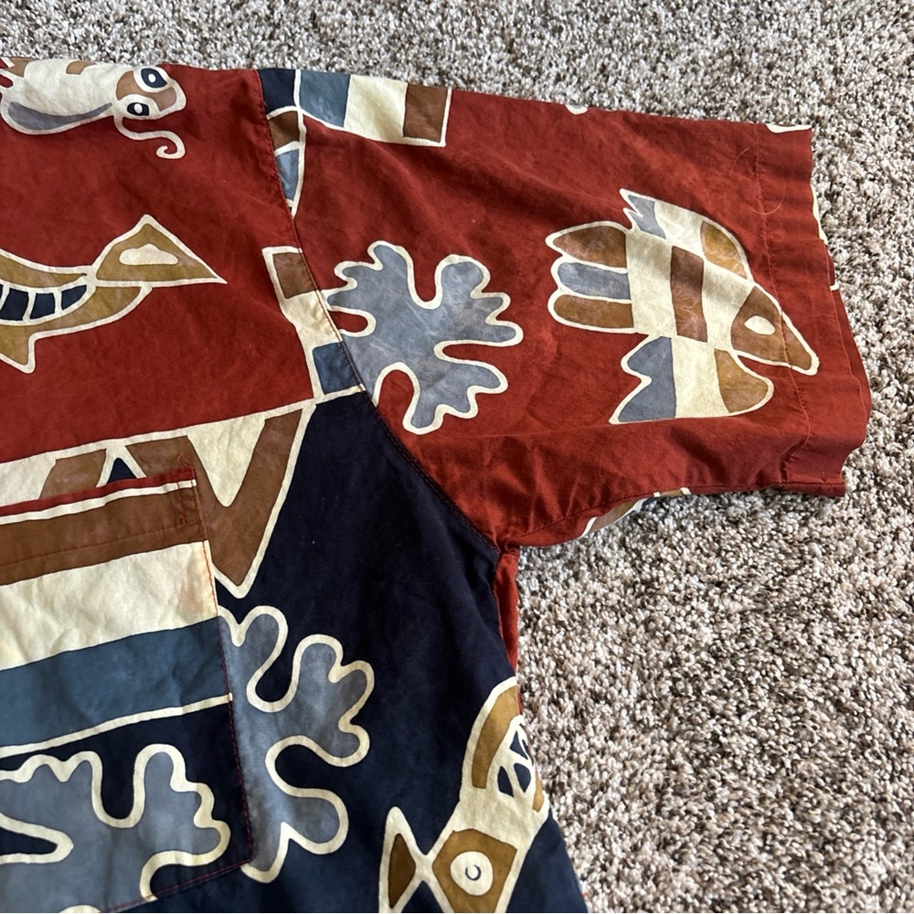 The Territory Ahead Shirt XXL Vintage 90s Abstract Tribal Print Button Up Cotton - Picture 4 of 11